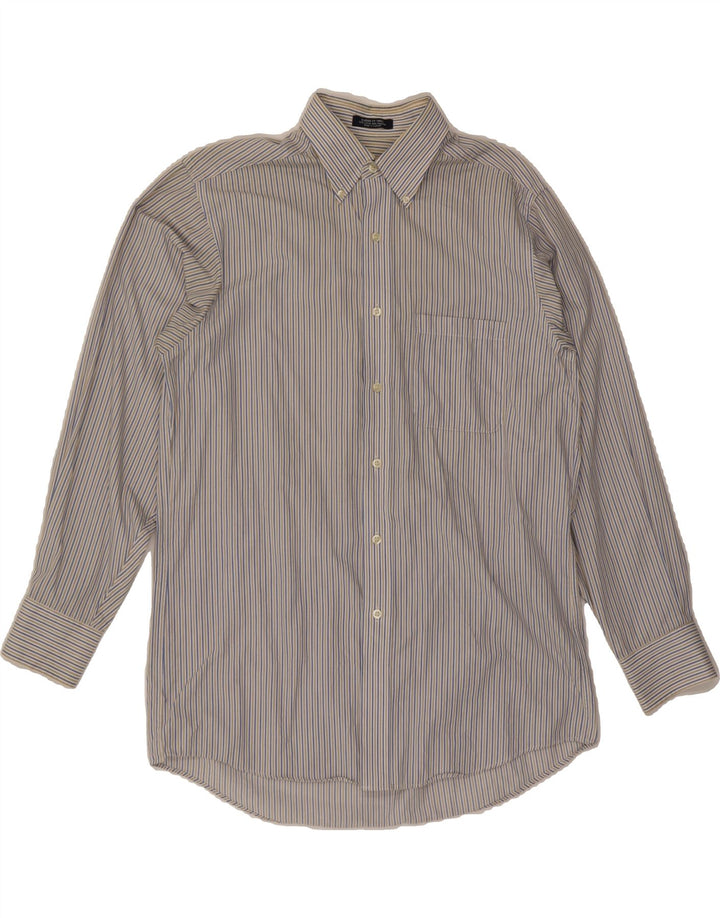 CHAPS Mens Classic Fit Shirt Size151/2 Medium Beige Striped Cotton Vintage Chaps and Second-Hand Chaps from Messina Hembry 