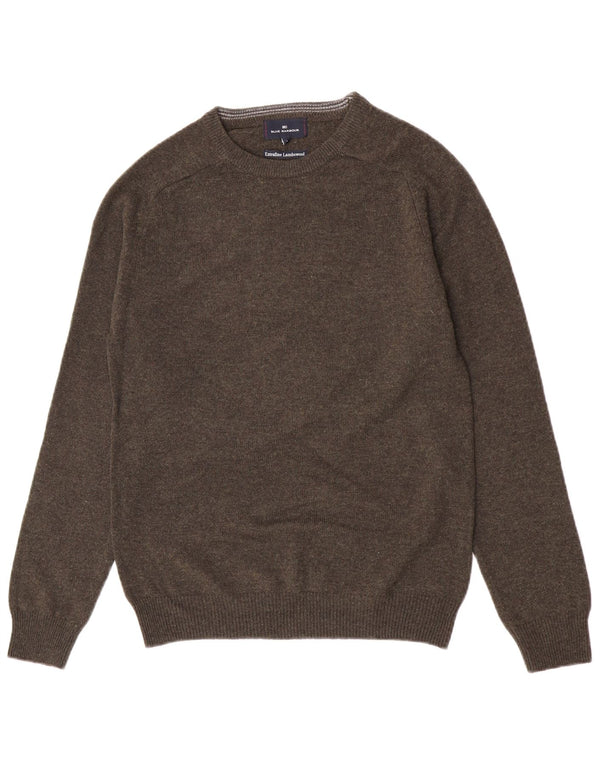 Marks & Spencer Mens Crew Neck Jumper Sweater Small Green Flecked Lambswool