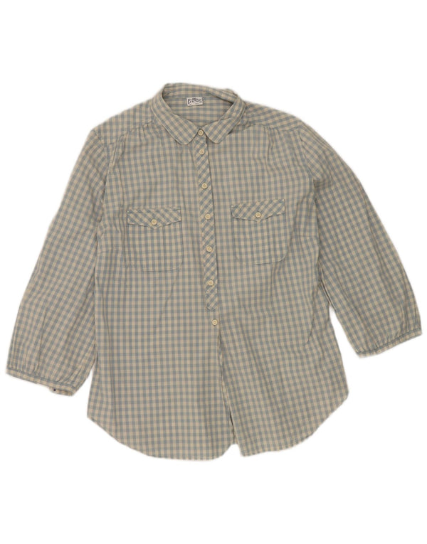 Levi's Chemise à Manches 3/4 Femme UK 16 Grand Bleu Vichy Coton