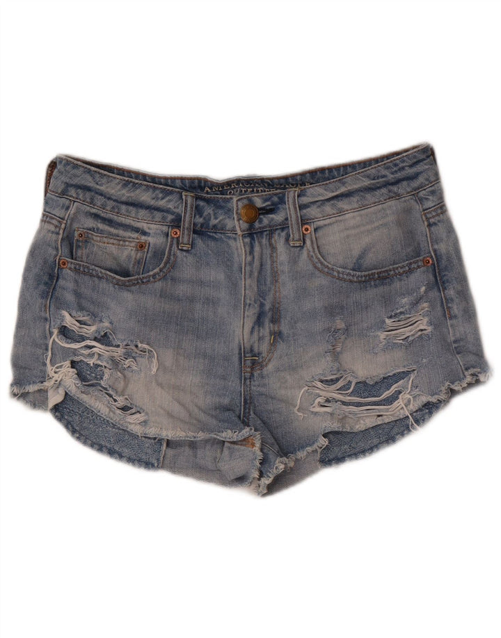 American Eagle Womens Distressed Denim Shorts US 8 Medium W30 Blue