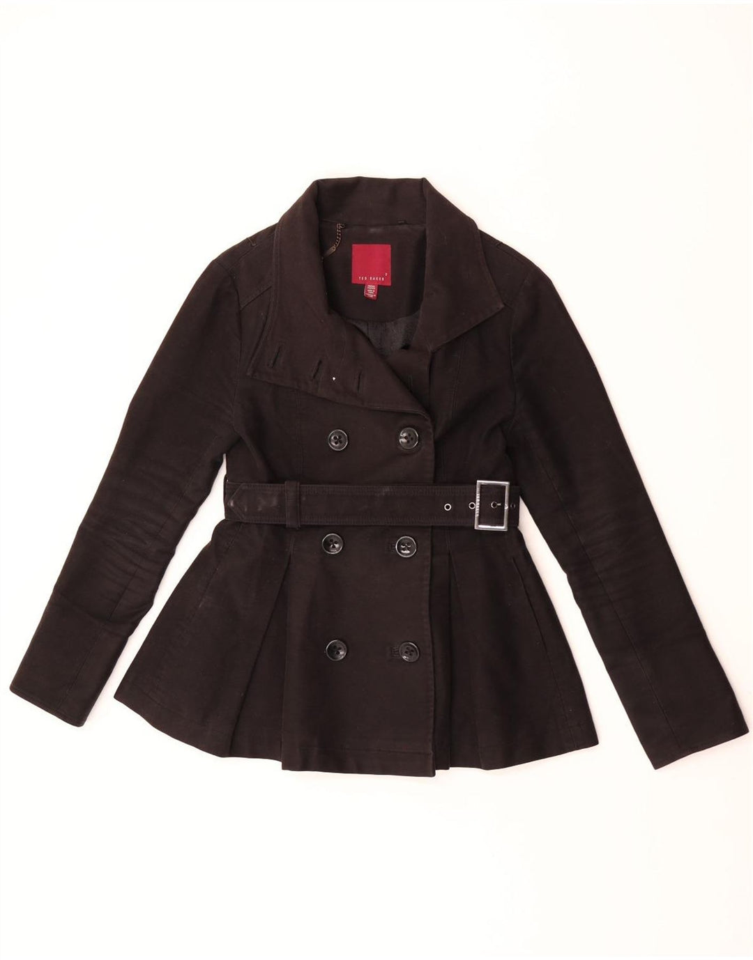 Ted Baker Womens Pea Coat Size 2 Small Black Cotton