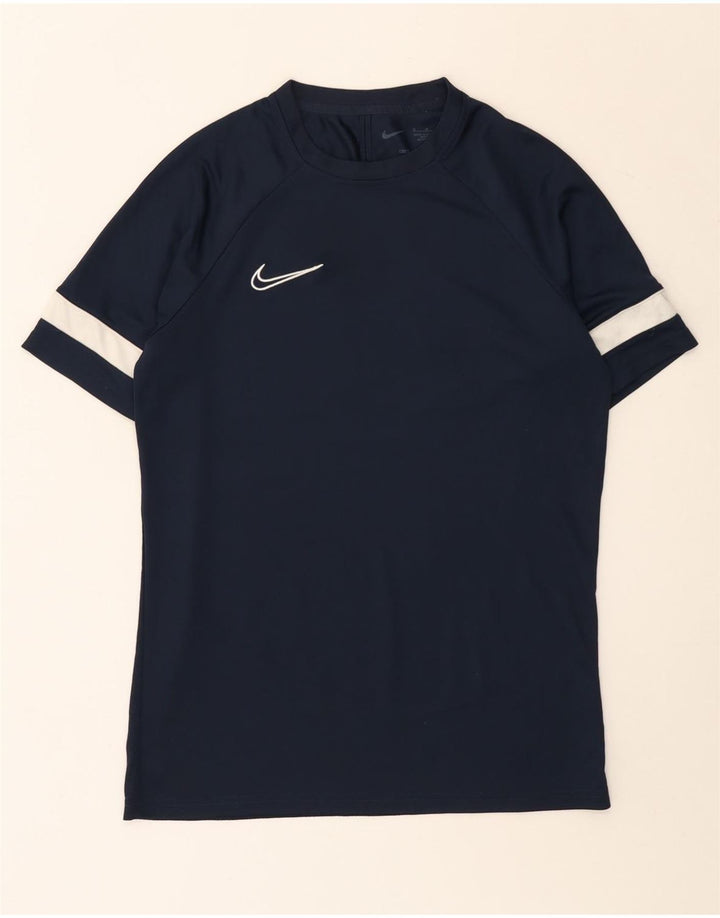 Nike Mens Dri Fit T-Shirt Top Medium Navy Blue Colourblock Polyester