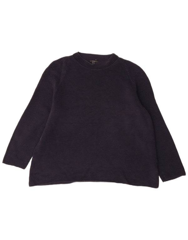 Cos Womens Crew Neck Jumper Sweater UK 14 Large Navy Blue Cotton