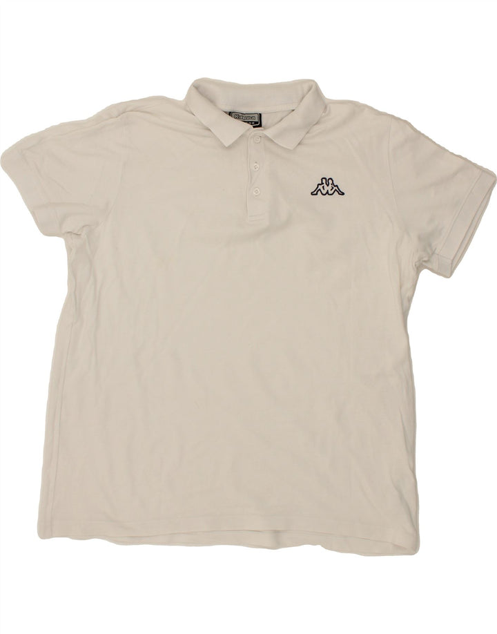 KAPPA Mens Polo Shirt XL White Cotton Vintage Kappa and Second-Hand Kappa from Messina Hembry 