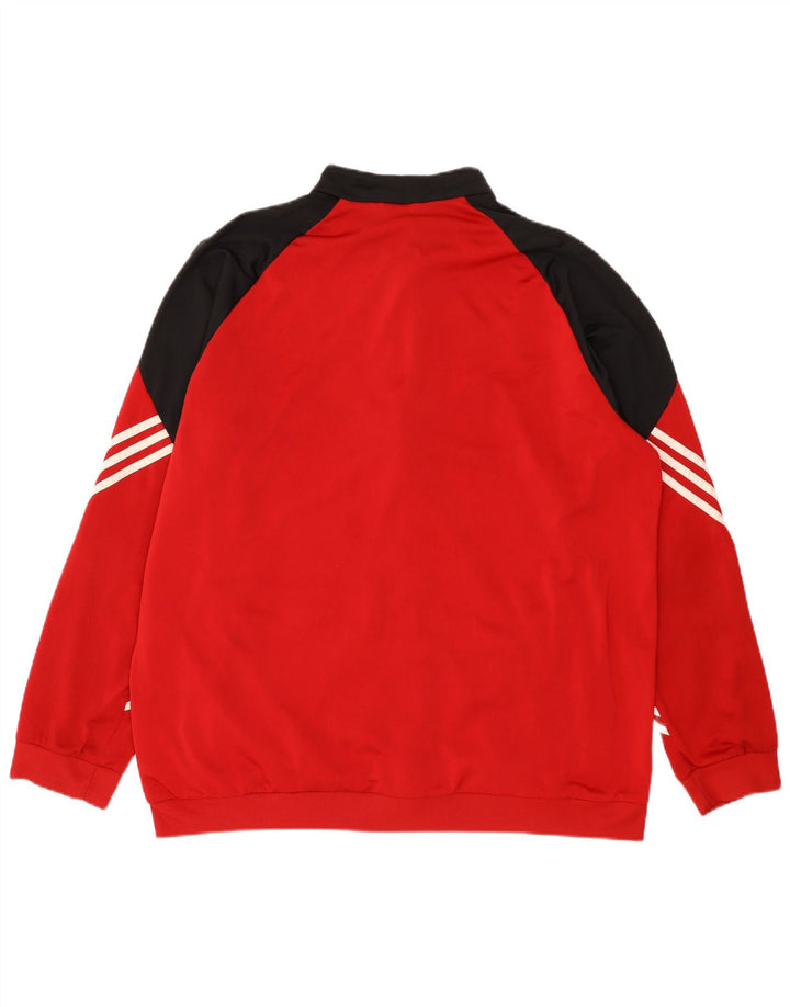 Adidas Mens Tracksuit Top Jacket 2XL Red Colourblock Polyester