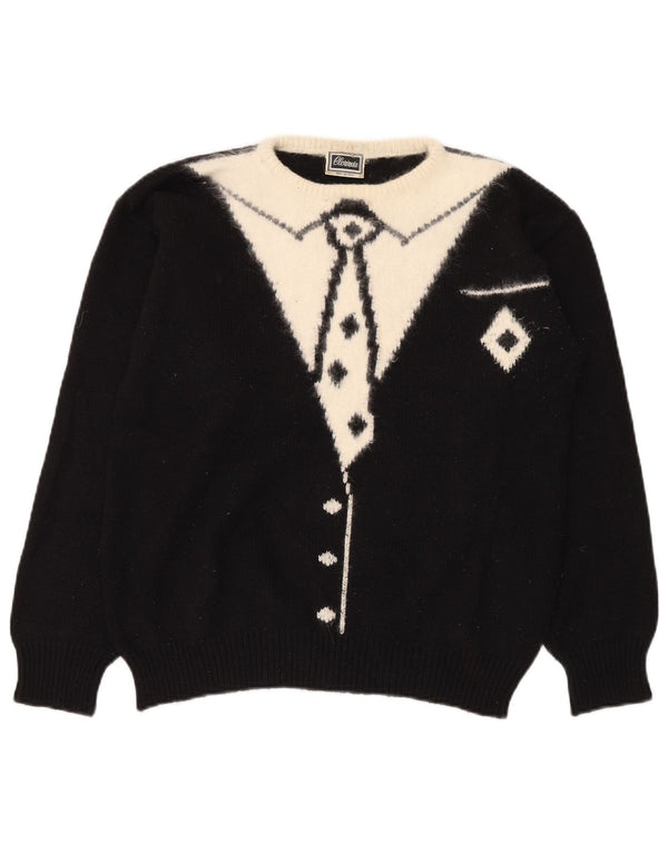 Clorinda Womens Boat Neck Jumper Sweater UK 14 Large Black Colourblock