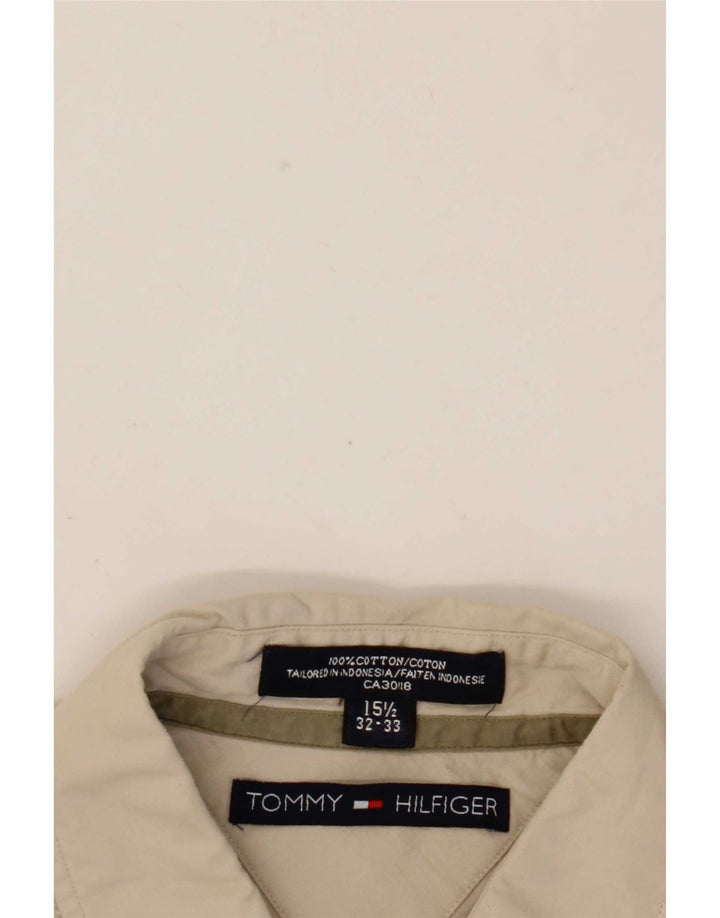 Tommy Hilfiger Mens Shirt Size 15 1/2 Medium Beige Cotton