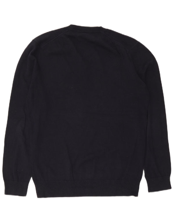 French Connection Mens V-Neck Jumper Sweater Medium Navy Blue Cotton