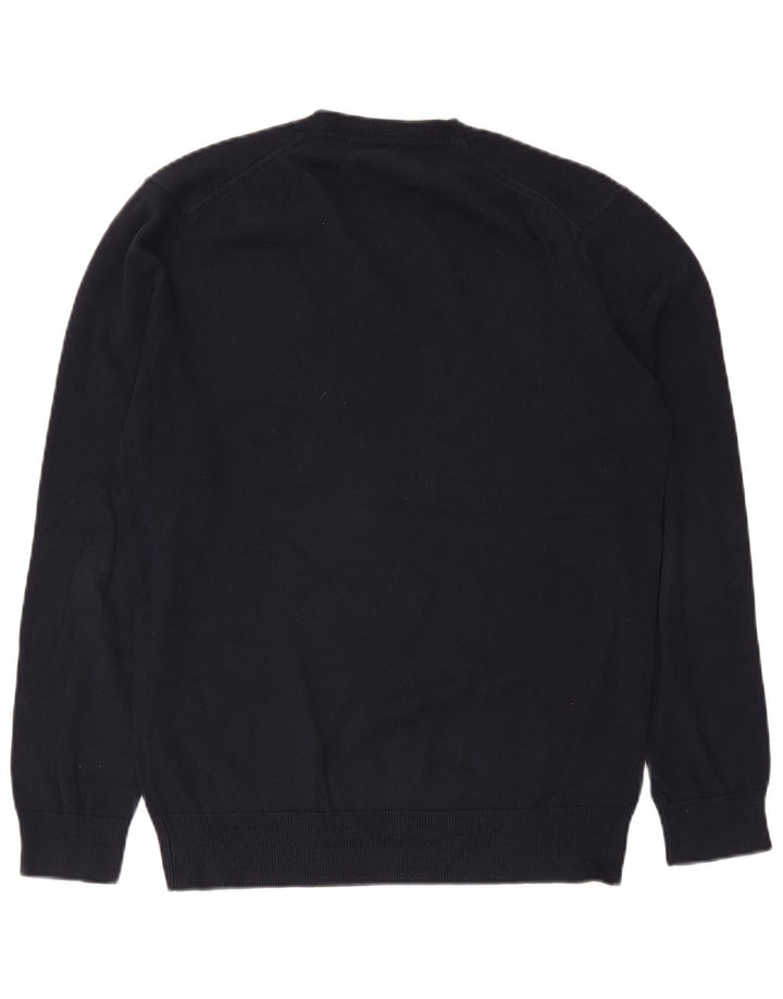 French Connection Mens V-Neck Jumper Sweater Medium Navy Blue Cotton
