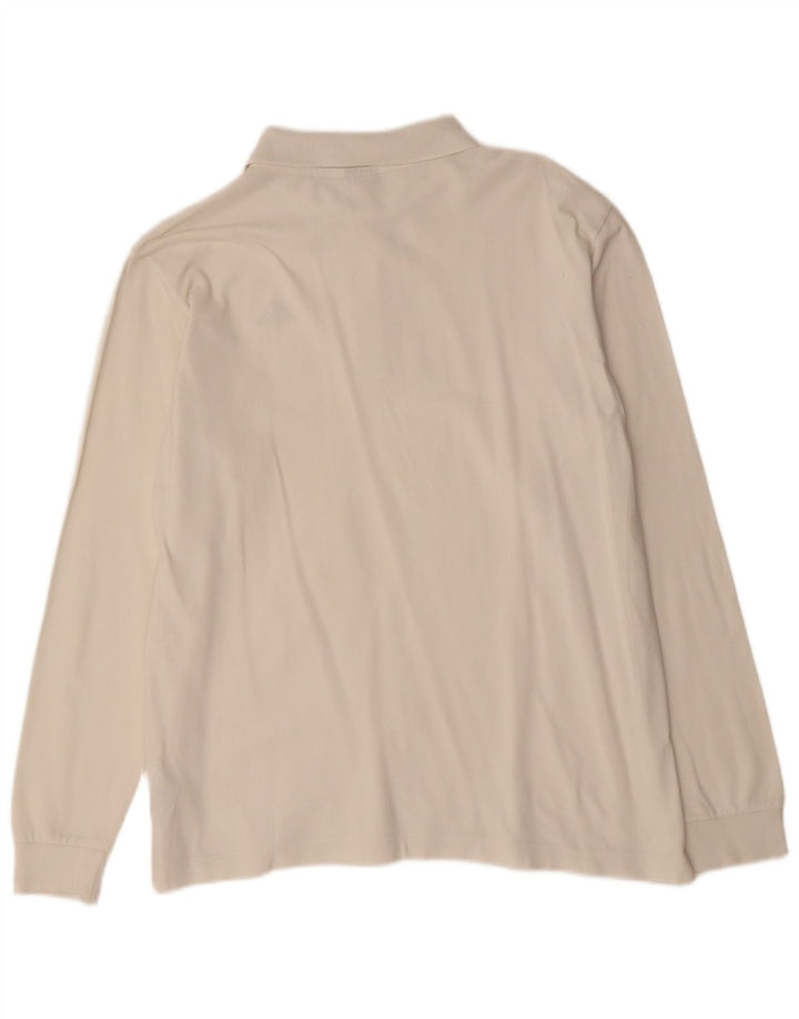 KAPPA Mens Long Sleeve Polo Shirt Medium Off White Cotton