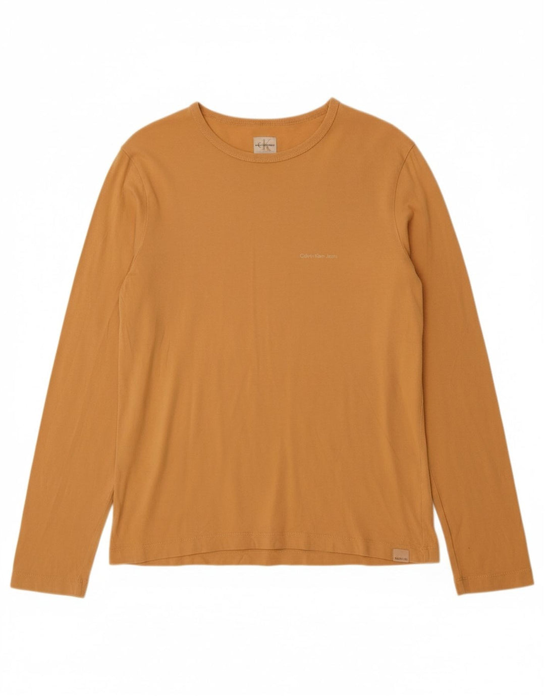 CALVIN KLEIN JEANS Mens Top Long Sleeve Medium Yellow Cotton