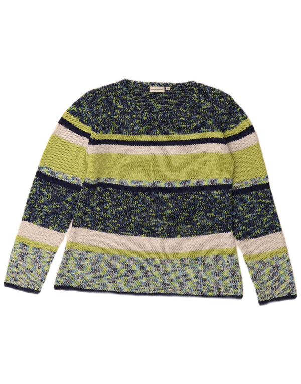Jorg Peterson Womens Boat Neck Jumper Sweater EU 40 Medium Green Striped