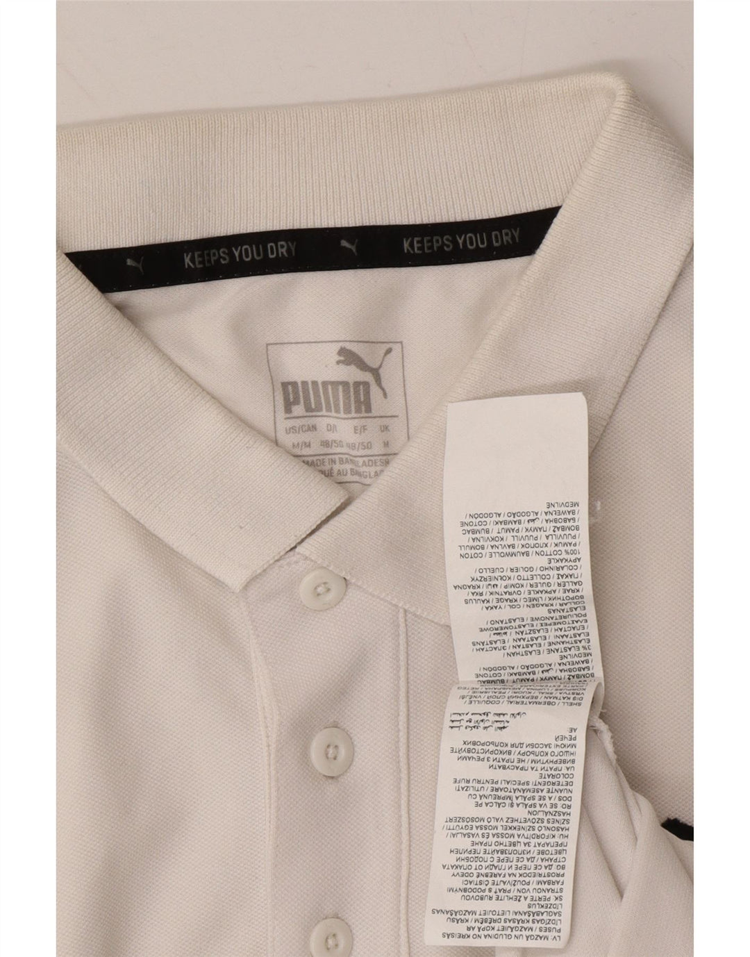 PUMA Mens Polo Shirt Medium White Cotton Vintage Puma and Second-Hand Puma from Messina Hembry 