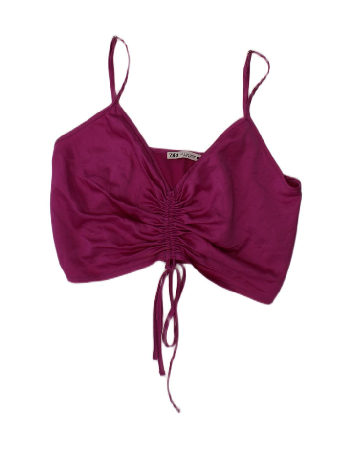 Zara Womens Crop Top Small Purple Polyester