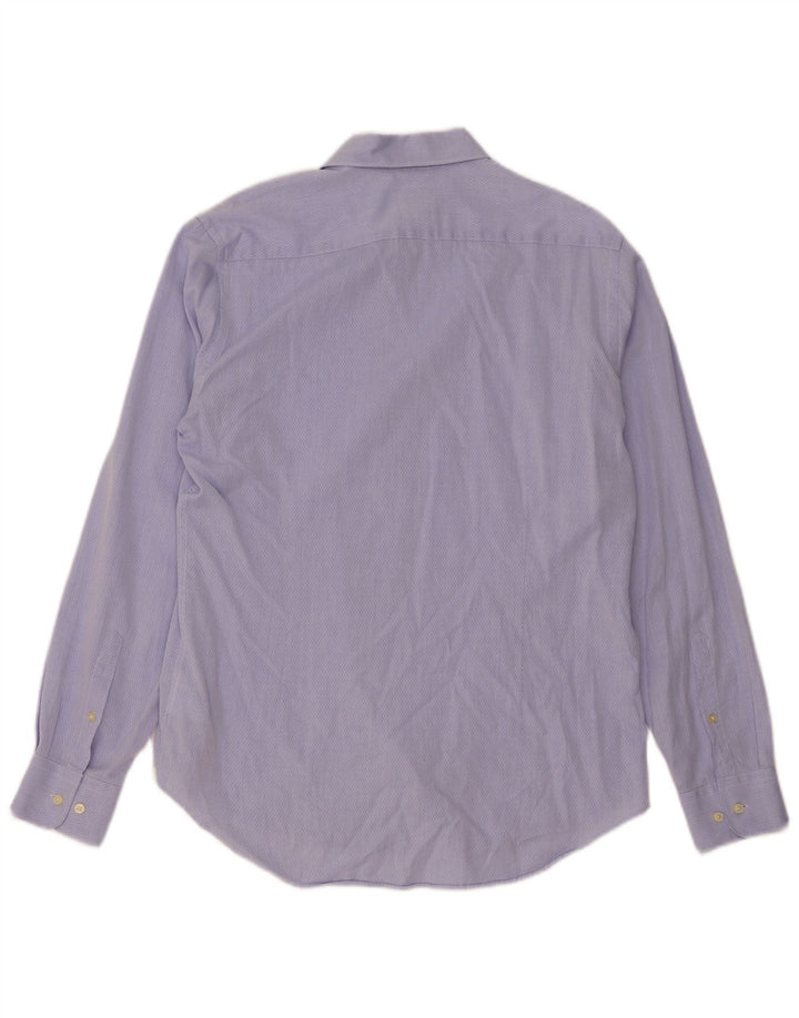 Henry Cottons Mens Shirt Size 40 Medium Blue Geometric Cotton