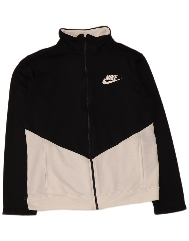 Nike Boys Tracksuit Top Jacket 13-14 Years XL Black Colourblock Polyester