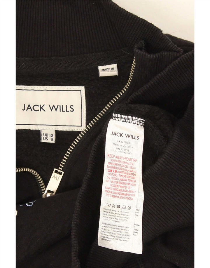 Jack Wills Womens Oversized Graphic Sweatshirt Jumper UK 12 Medium Black