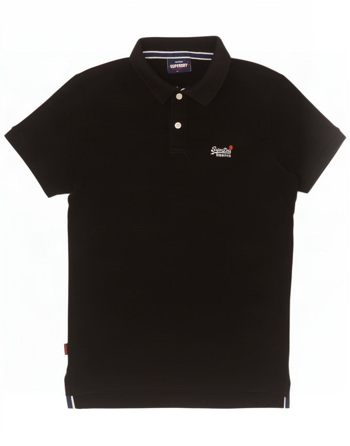 Superdry Mens Polo Shirt Medium Black Cotton