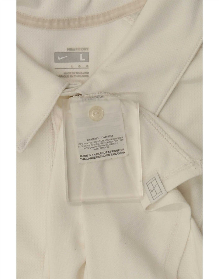 Nike Mens Polo Shirt Large White Colourblock Polyester
