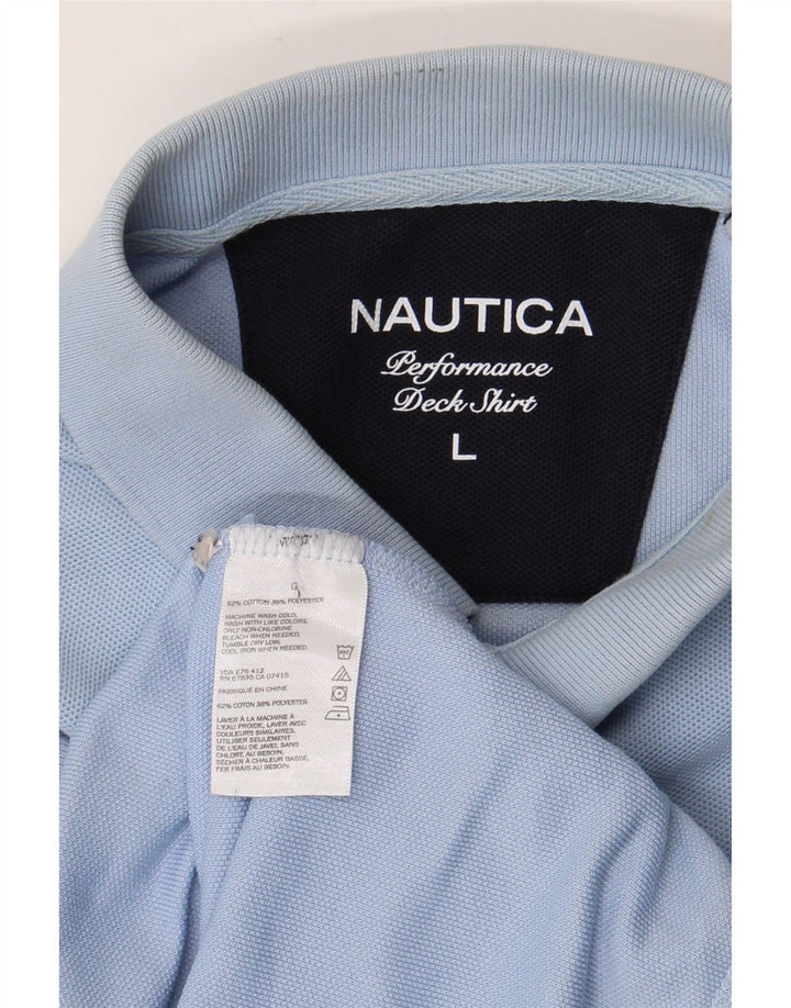 Nautica Mens Polo Shirt Large Blue Cotton