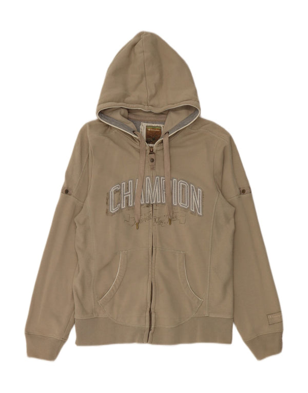Champion Pull à capuche zippé graphique pour femme UK 14 Coton gris moyen