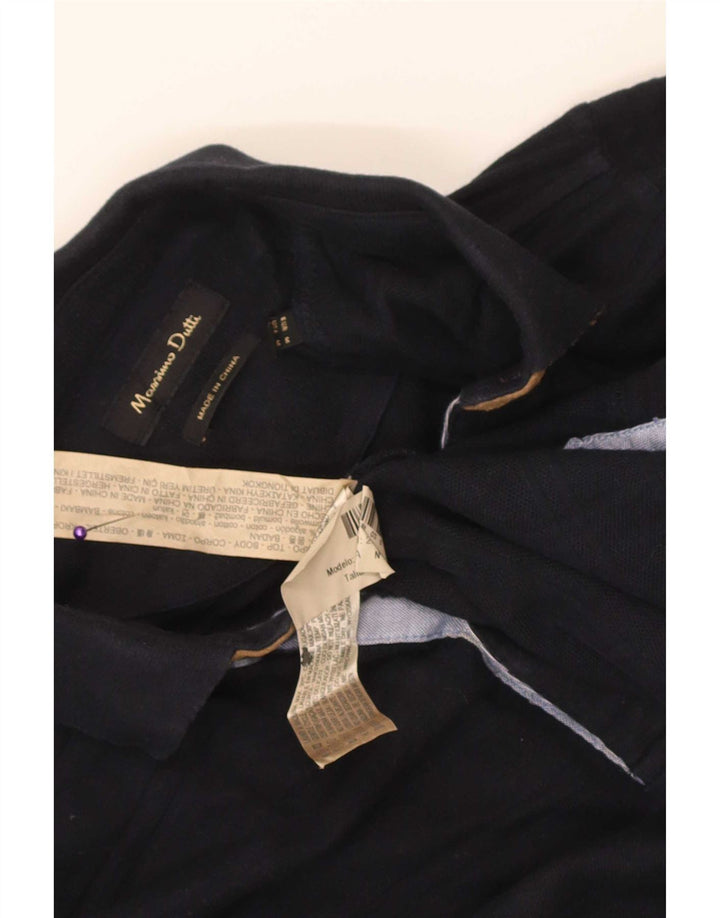 Massimo Dutti Polo à Manches Longues Homme Bleu Marine Moyen Coton