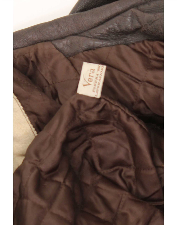 Giacca in pelle vintage da uomo UK 40 grande in pelle marrone