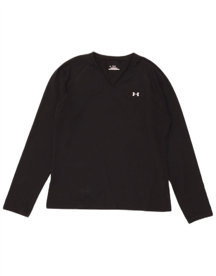 Under Armour Womens Top Long Sleeve UK 12 Medium Black Polyester