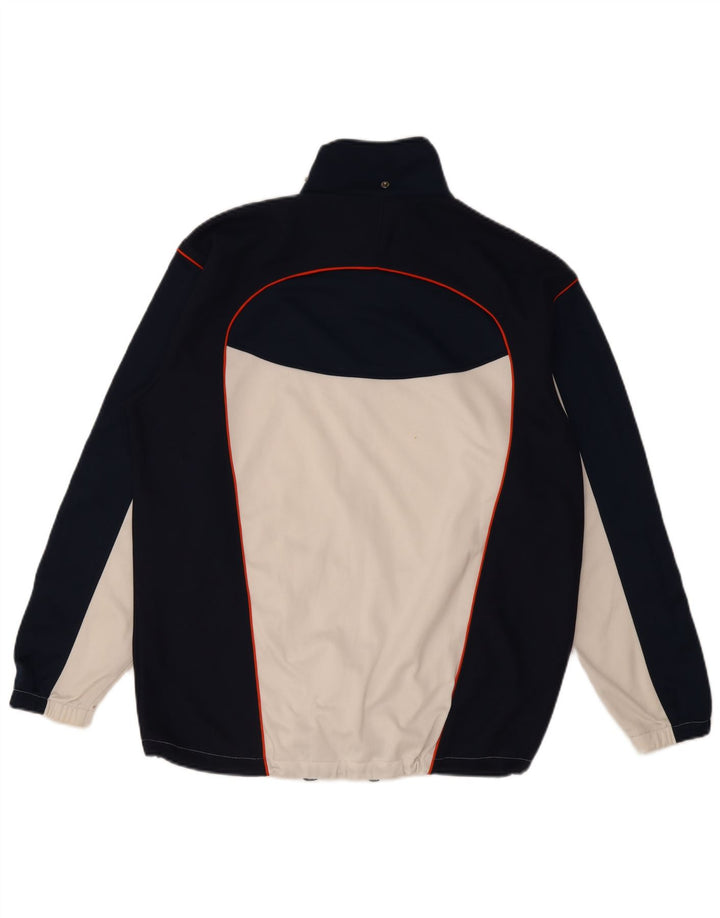 Asics Mens Tracksuit Top Jacket Large Navy Blue Colourblock Polyester