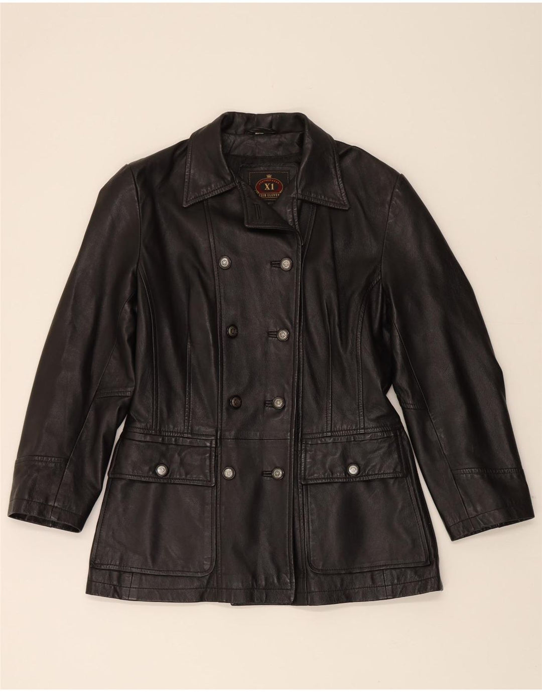 VINTAGE Womens Leather Jacket UK 12 Medium Black Leather Vintage Vintage and Second-Hand Vintage from Messina Hembry 