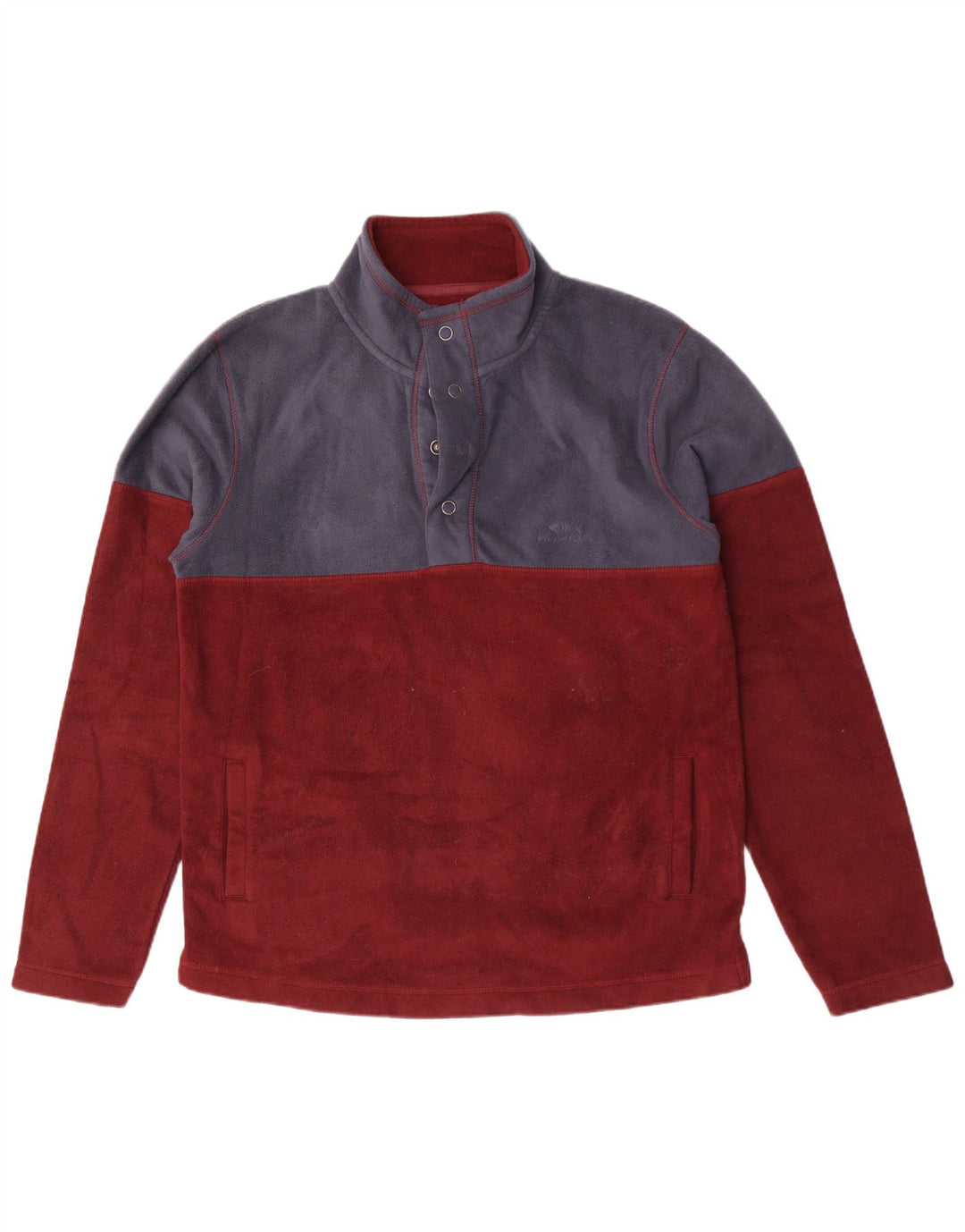 WEIRD FISH Maglione da uomo in pile con collo a bottoni, grande blocco di colore marrone