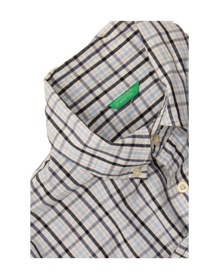 BENETTON Mens Shirt Small Blue Check Vintage Benetton and Second-Hand Benetton from Messina Hembry 