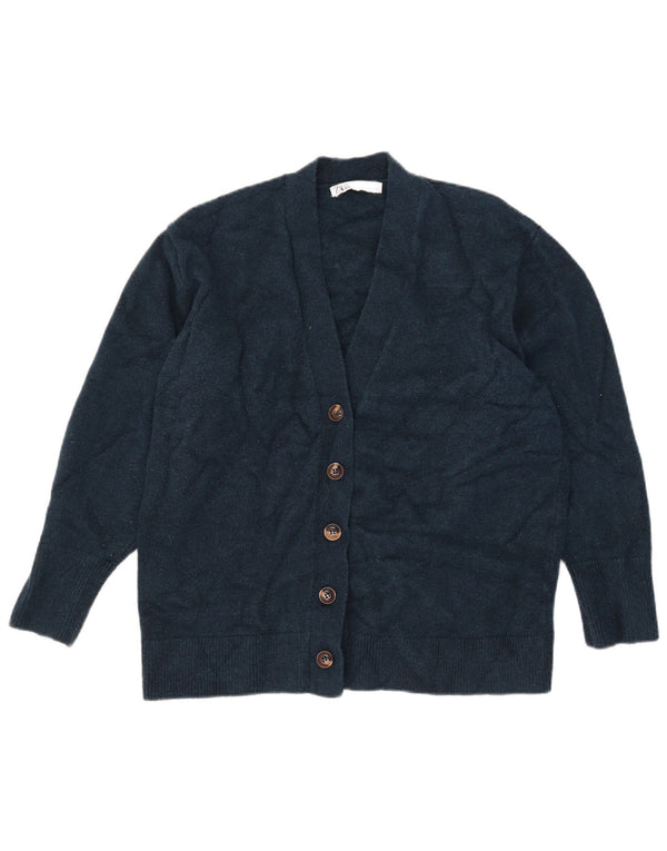 Maglione cardigan da donna Zara UK 16 grande acrilico blu navy