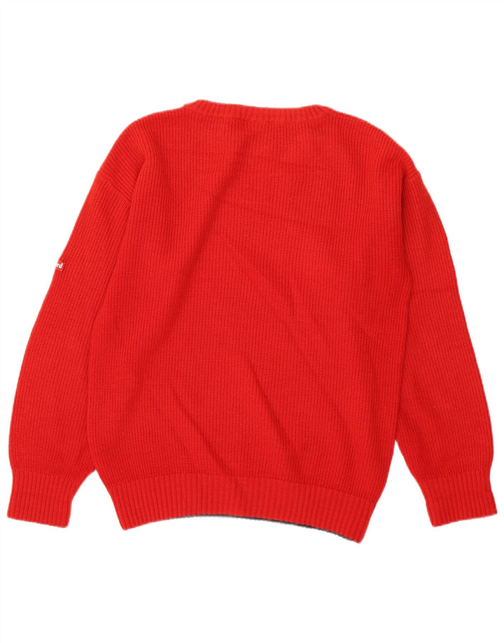 Ivy Oxford Mens Crew Neck Jumper Sweater Medium Red Wool