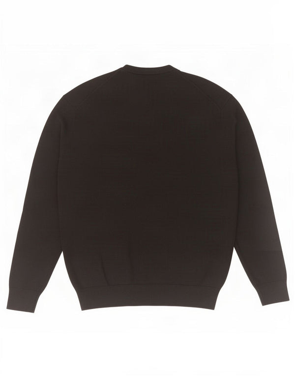 Zara Mens V-Neck Jumper Sweater Medium Black Acrylic