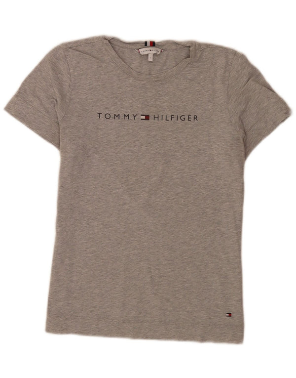 T-shirt grafica da donna Tommy Hilfiger Top UK 8 Small Grey Flecked