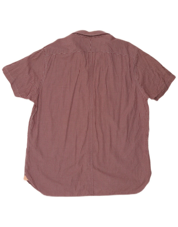 Ben Sherman Mens Short Sleeve Shirt 3XL Burgundy Gingham Cotton