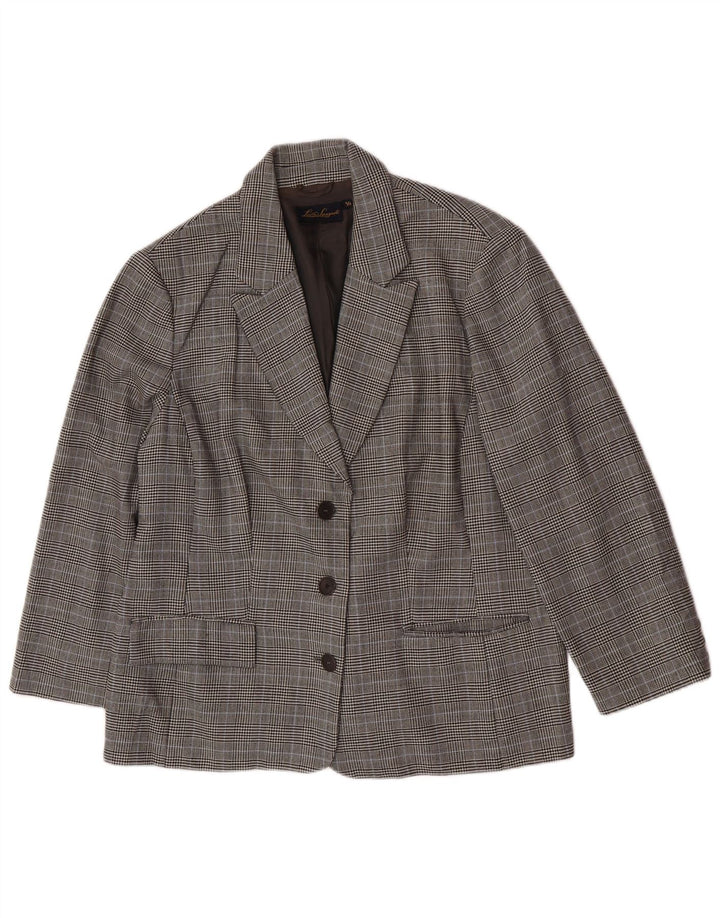 Luisa Spagnoli Womens 3 Button Blazer Jacket IT 50 XL Grey Check Wool