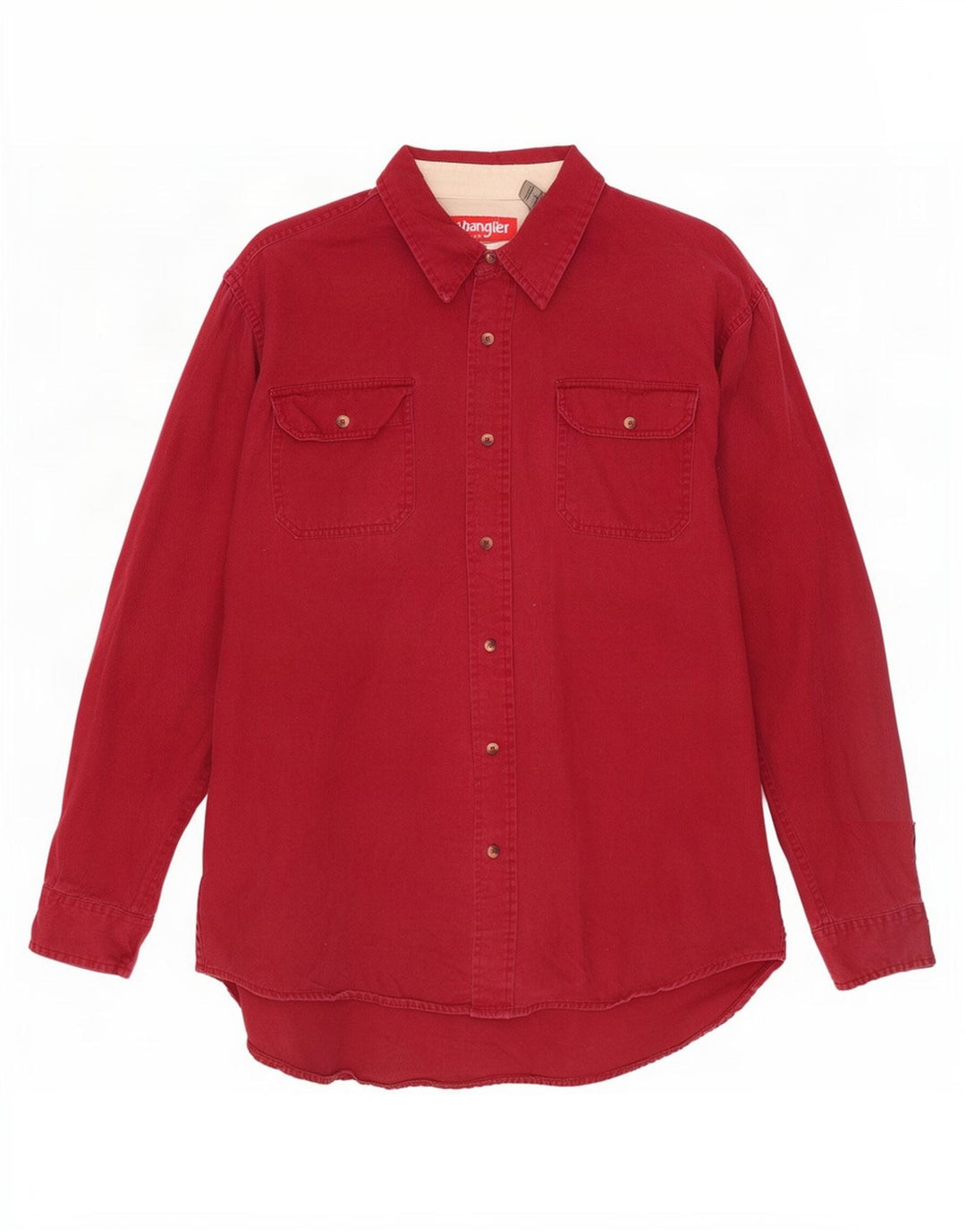 Wrangler Mens Shirt Large Burgundy Cotton