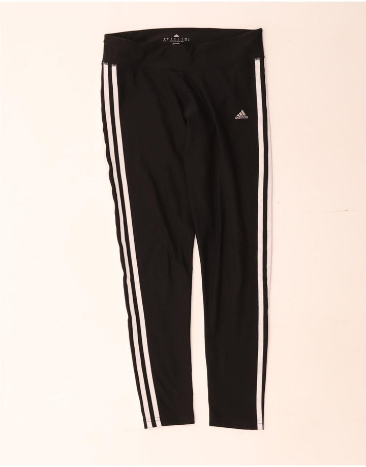 Adidas Womens Crop Leggings UK 8 Small Black Polyester
