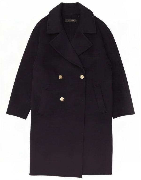 Zara Damen Zweireihiger Mantel UK 14 Medium Navy Blue