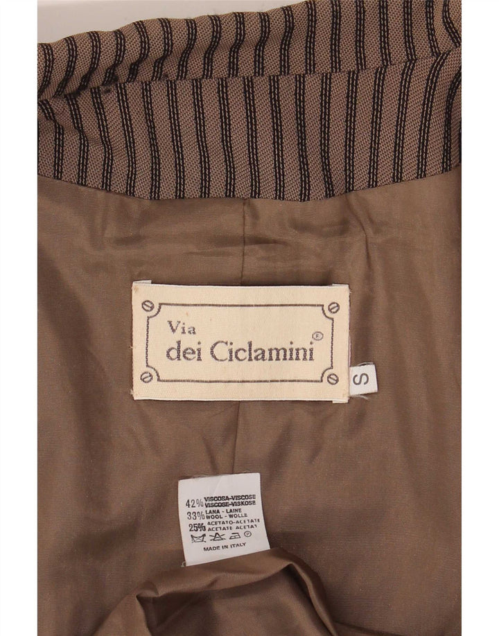 Giacca blazer a 3 bottoni da donna Via Dei Ciclamini UK 10 piccola a righe marroni