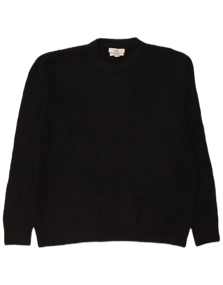 Marks & Spencer Mens Crew Neck Jumper Sweater Large Black Acrylic