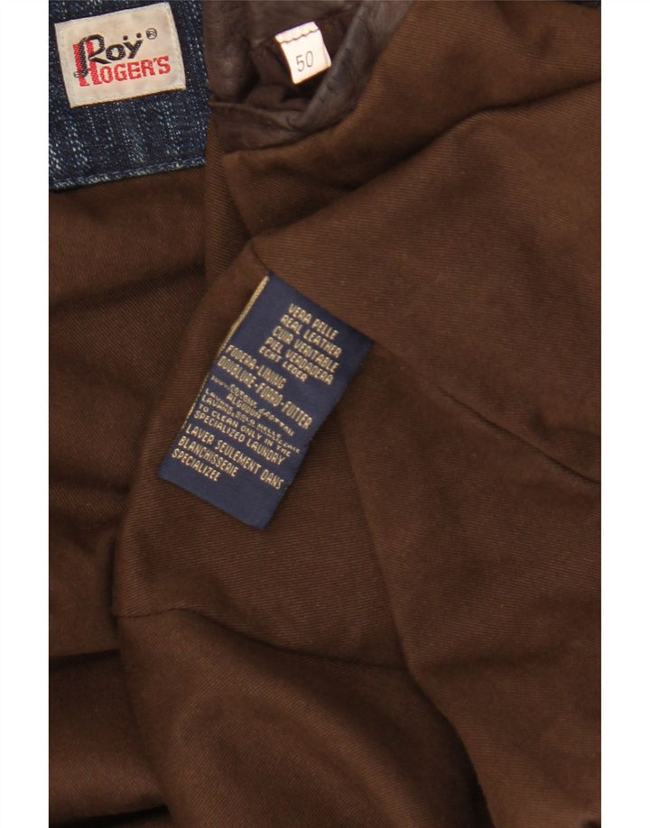 Roy Rogers Mens Leather Jacket IT 50 Large Brown Leather