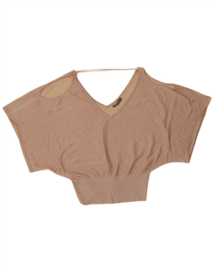 Oasis Womens Batwing Blouse Top UK 16 Large Gold Flecked Viscose Comics
