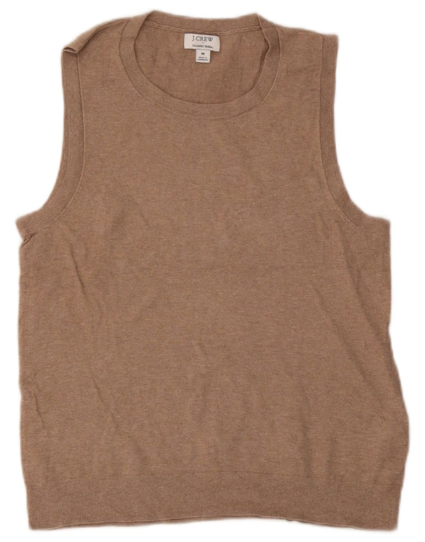 J. Crew Dame Klassisk Vest Tank Top UK 12 Medium Beige Bomuld