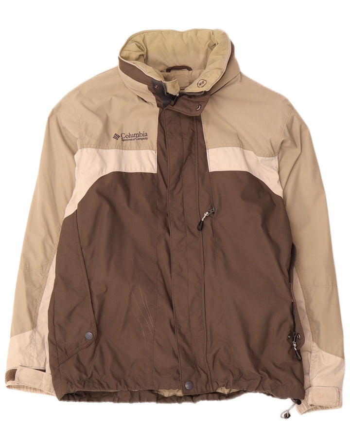 Columbia Mens Interchange Rain Jacket UK 38 Medium Brown Colourblock Nylon