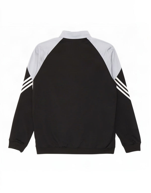 Adidas Mens Tracksuit Top Jacket Large Black Colourblock Polyester