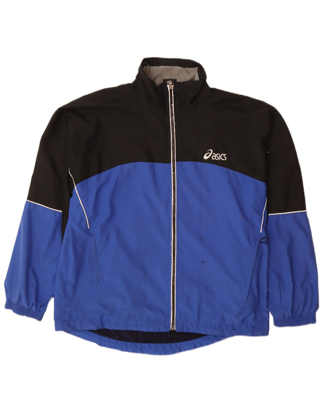 ASICS Mens Tracksuit Top Jacket XL Blue Colourblock Polyester