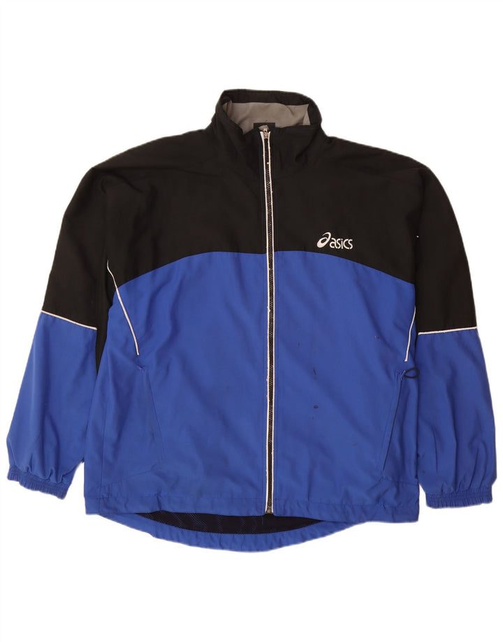 ASICS Mens Tracksuit Top Jacket XL Blue Colourblock Polyester